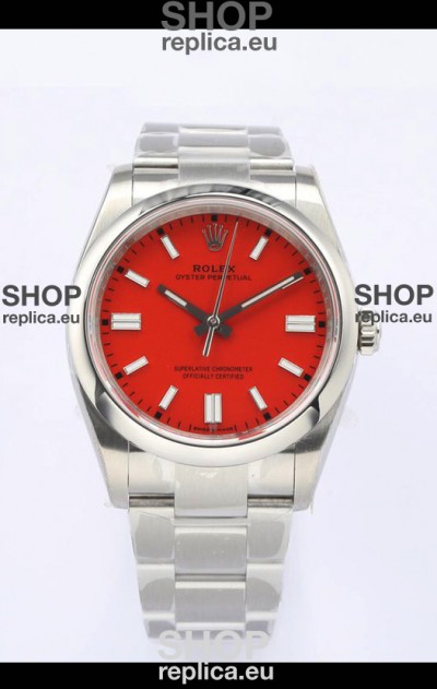 Rolex Oyster Perpetual REF#126000 36MM Swiss Movement Swiss Replica Red Dial 904L Steel 1:1 Mirror Replica Watch