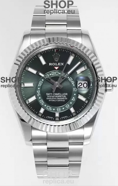 Rolex Sky-Dweller REF #m336934 Green Dial Watch in 904L Steel Case - Super Clone Watch
