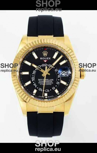 Rolex Sky-Dweller REF# 336935 Black Dial Watch in Yellow Gold 904L Steel Case 1:1 Mirror Replica