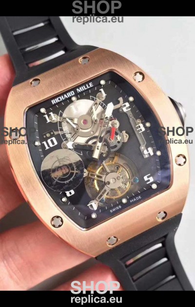 Richard Mille RM001 Genuine Tourbillon Swiss Replica Watch in Rose Gold Casing
