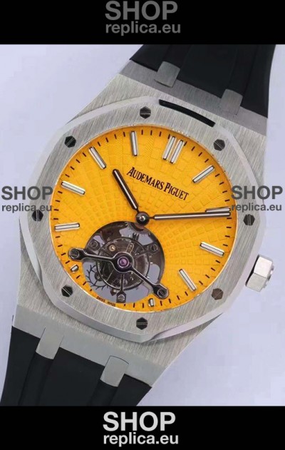 Audemars Piguet Royal Oak Tourbillon 41mm Yellow Dial in 904L Steel Case Rubber Strap