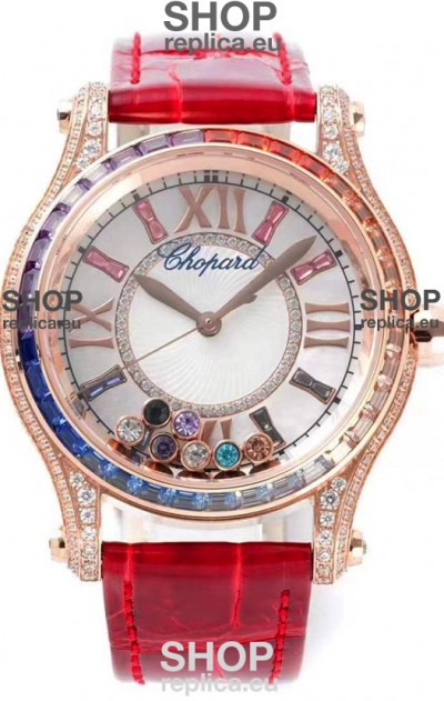 Chopard Happy Sport Swiss Automatic Replica Watch - Rose Gold Casing - 36MM Wide 