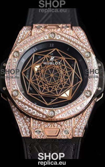 Hublot Big Bang Sang Bleu 45MM Stainless Steel Diamonds Edition Swiss Replica Watch