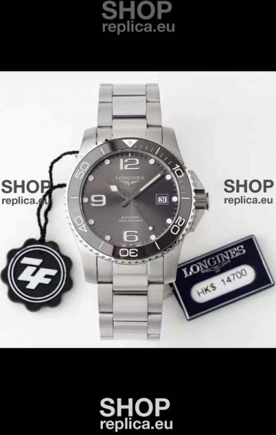 Longines HydroConquest 1:1 Mirror Swiss Replica Watch in Grey Dial Steel Strap