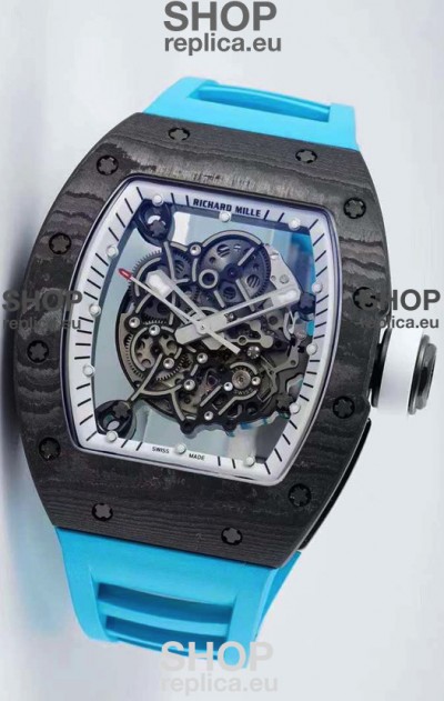 Richard Mille RM055 Forged Carbon Casing 1:1 Mirror Replica Watch in Blue Strap 
