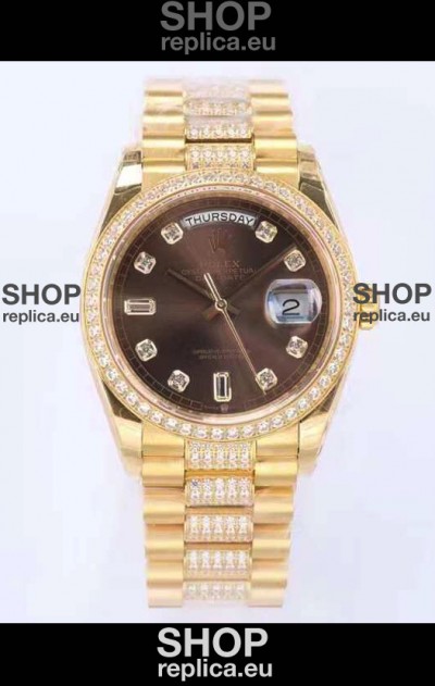 Rolex Day Date Presidential 18K Yellow Gold Watch 36MM - Brown Dial 1:1 Mirror Quality Watch