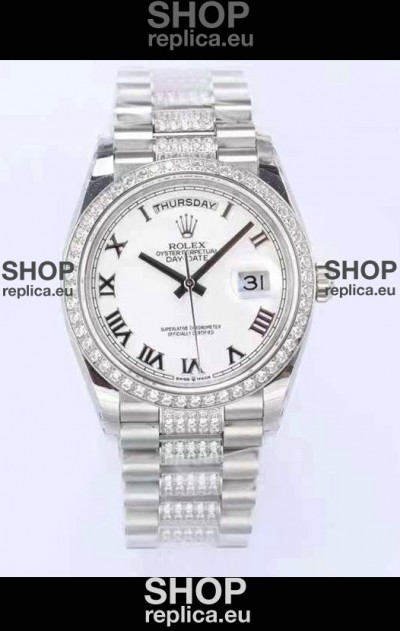 Rolex Day Date Presidential 904L Steel 36MM - White Roman Dial 1:1 Mirror Quality Watch