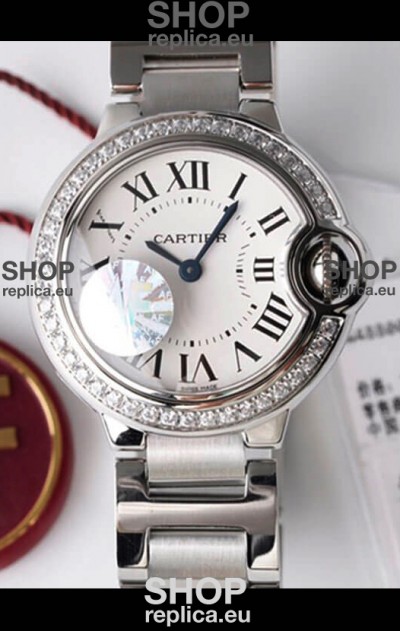 Ballon De Cartier Swiss Quartz 1:1 Mirror Quality 28MM in Steel Casing White Dial 