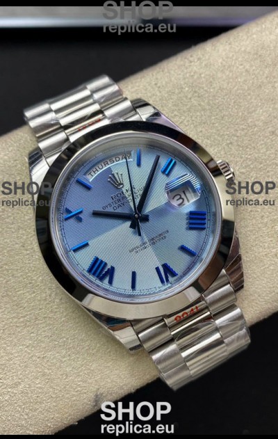 Rolex Day Date M228206-0001 904L Steel 40MM - Ice Blue Dial 1:1 Mirror Replica