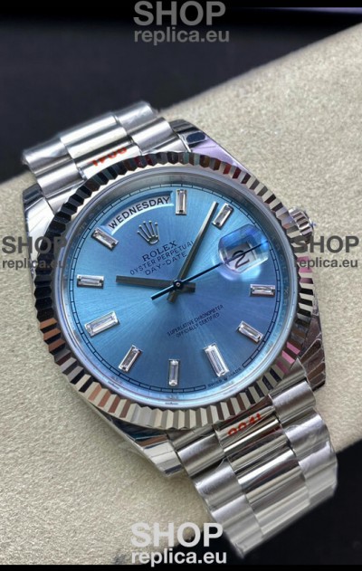 Rolex Day Date M228236-0006 904L Steel 40MM - Ice Blue Dial 1:1 Mirror Replica
