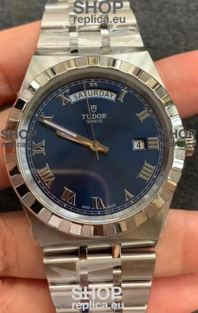 Tudor Royal Edition Watch - 1:1 Mirror Replica in Steel Casing - Blue Roman Dial