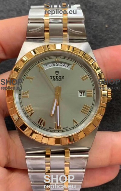 Tudor Royal Edition Watch - 1:1 Mirror Replica in Two Tone Casing - Grey Roman Dial