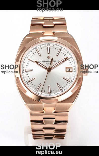 Vacheron Constantin Super Clone Overseas 1:1 Mirror Swiss Replica Watch in Rose Gold Steel Dial