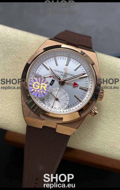 Vacheron Constantin Overseas Dual Time Rose Gold 1:1 Mirror Swiss Replica Watch in Steel Dial