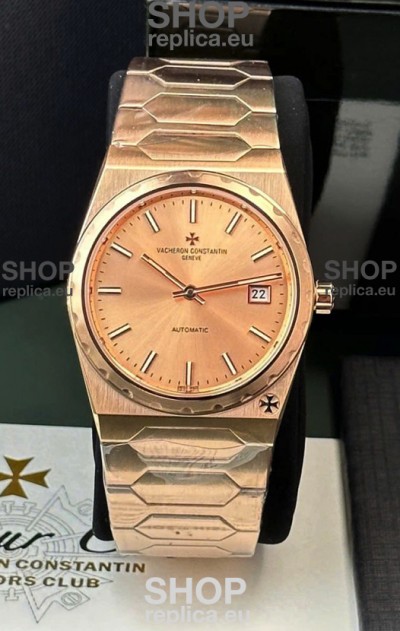 Vacheron Constantin Historiques 222 Super Clone 37MM Rose Gold Watch in Pink Dial 