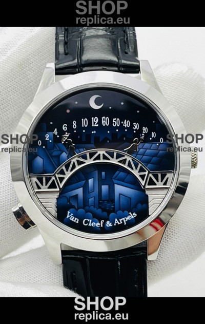 Van Cleef & Arpels Lady Arpels Pont des Amoureux in Stainless Steel Black Strap