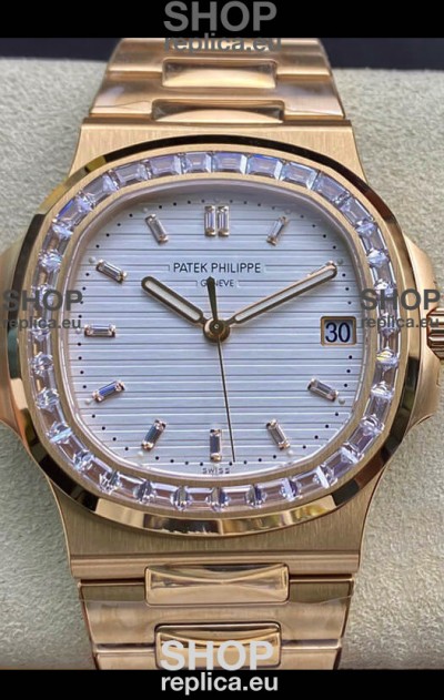 Patek Philippe Nautilus 5711/1R 1 1:1 Mirror Replica Watch in White Dial Rose Gold