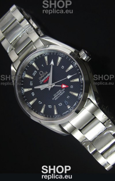 Omega Seamaster COAX GMT Stainless Steel Swiss Watch in Black Dial
