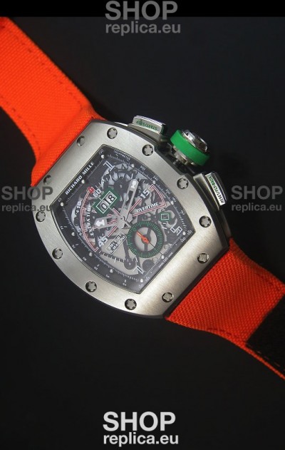 Richard Mille RM011 Filipe Massa Titanium Case Swiss Replica Watch in Orange Nylon Strap