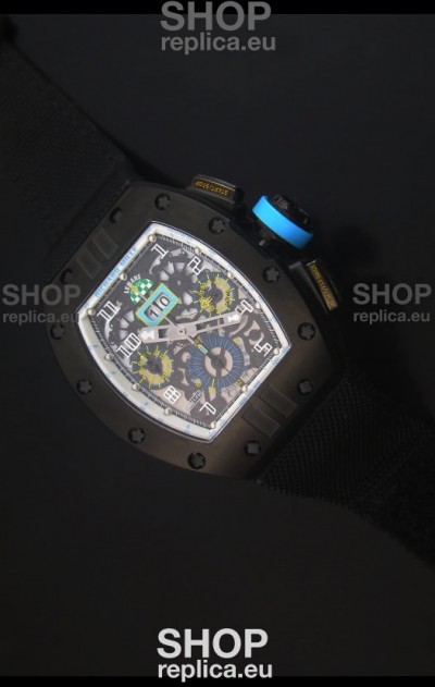 Richard Mille RM011 Filipe Massa PVD Swiss Replica Watch in Black Nylon Strap