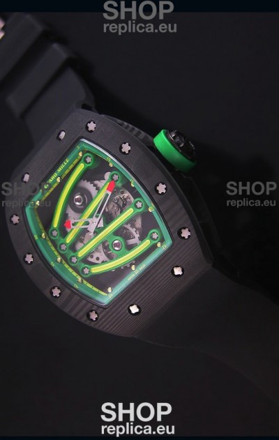 Richard Mille RM059 Yohan Blake Forged Carbon Case Swiss Replica Watch in Green Bezel