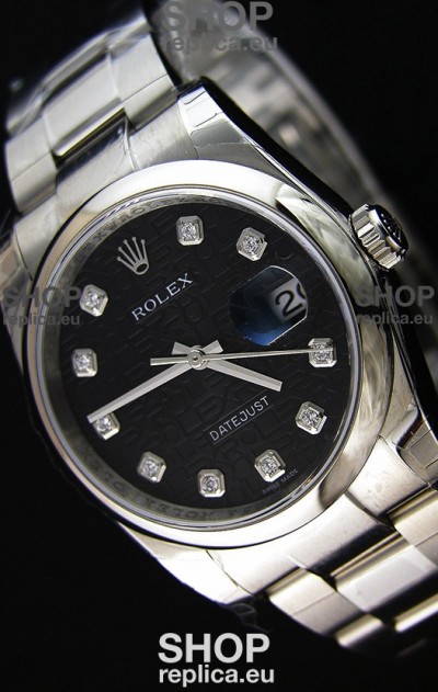 Rolex Datejust 36MM Cal.3135 Movement Swiss Replica Watch in Black Printed Dial