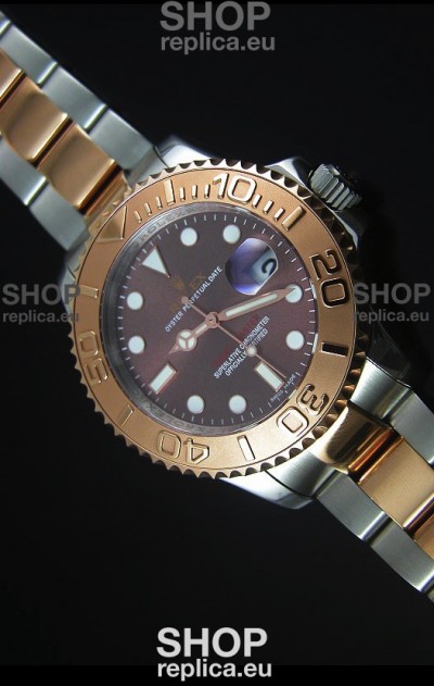 Rolex Yachtmaster Rose Gold Two Tone Grey Dial 1:1 Swiss Replica Watch 
