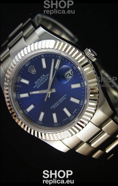 Rolex Datejust II 41MM with Cal.3136 Movement Swiss Replica Watch in Navy Blue Dial