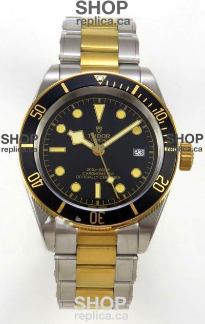 Tudor Black Bay 41 Two Tone Yellow Gold Black Dial Super Clone Watch 